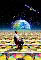 image of a man with laptop computer in outer space