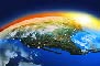 north america with city lights and sun rise