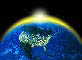 earth view of north america and bursting sun