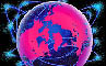 globe with bursting lights