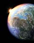 earth view of europe city lights with sun